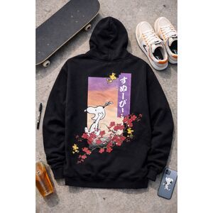 NEW Peanuts Snoopy Japanese Cherry Blossom Hoodie XL Y2K ANIME Streetwear